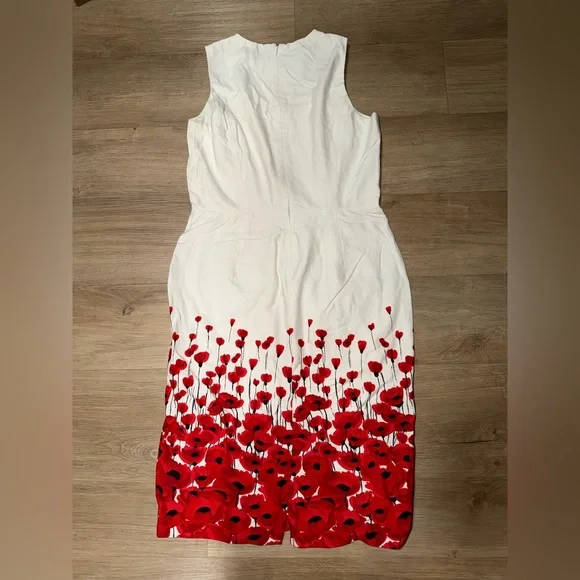 Brooks Brothers White Midi Dress with Red Floral Border - Picture 2 of 3